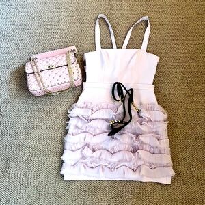 BCBGMaxAzria Lavender ruffle mini dress